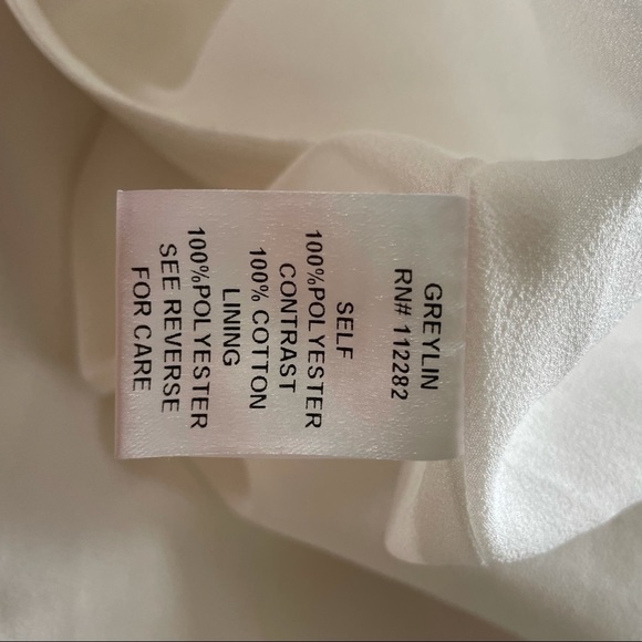 Greylin White Asymmetrical Lace Trim Dress Large - Picture 12 of 15